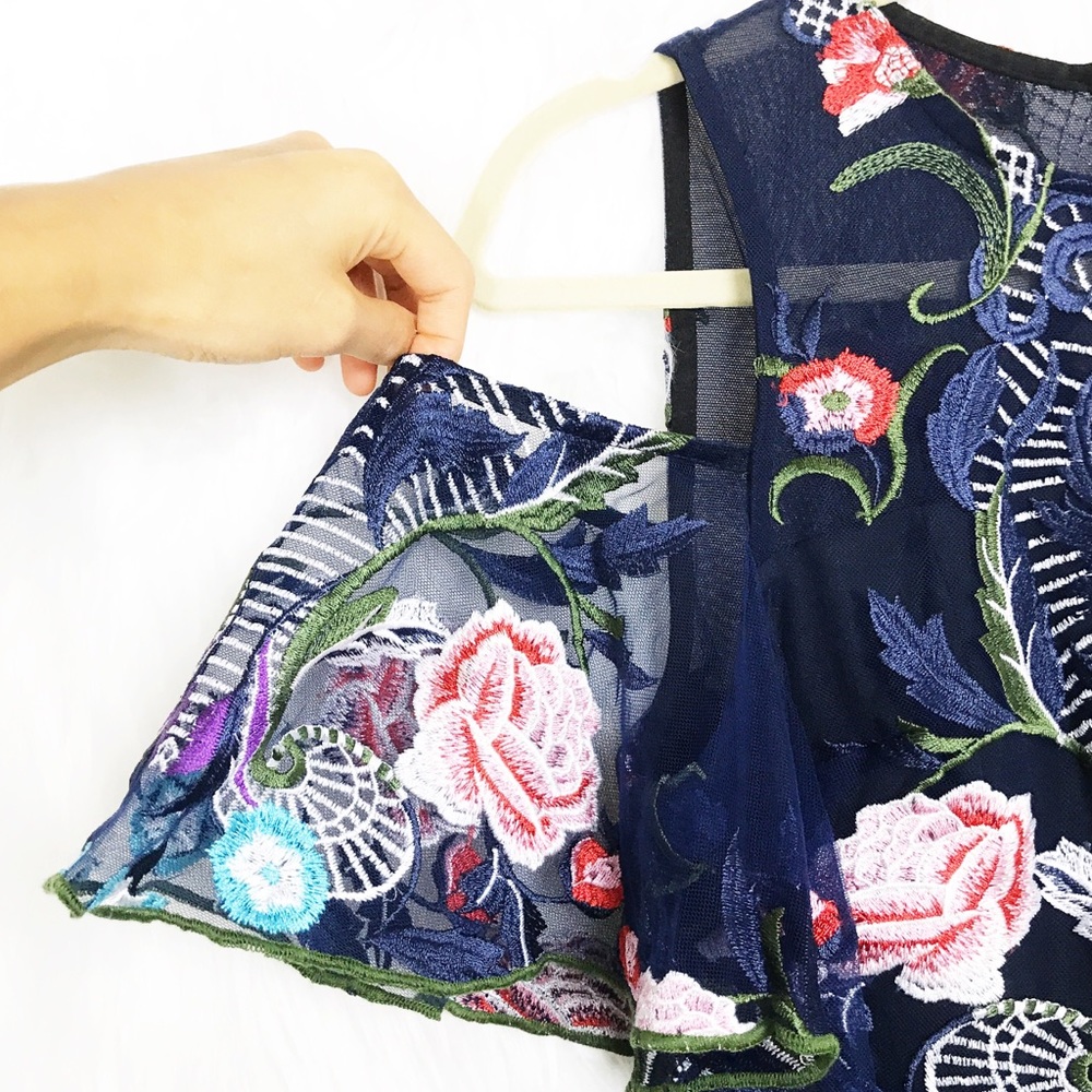 NWT River Island Blue Floral Dress Christmas S - Picture 3 of 7